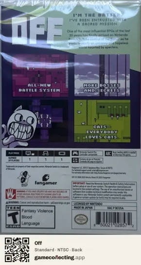 Off Nintendo Switch, NTSC box back