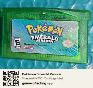 Pokémon Emerald Version Game Boy Advance, NTSC cartridge label