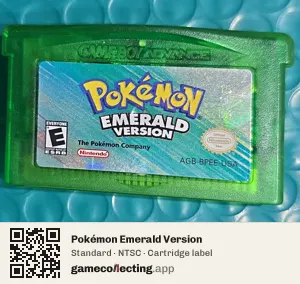 Pokémon Emerald Version Game Boy Advance, NTSC cartridge label