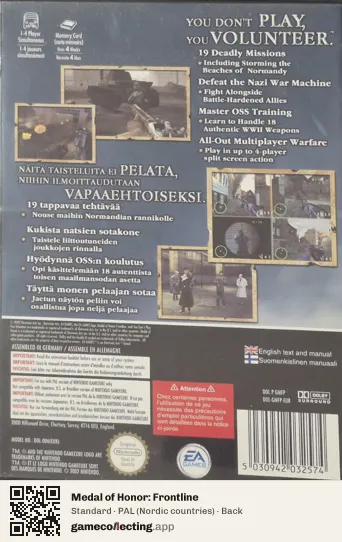 Medal of Honor: Frontline Nintendo GameCube, Nordic countries box back