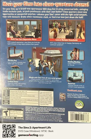 The Sims 2: Apartment Life Computer, NTSC box back