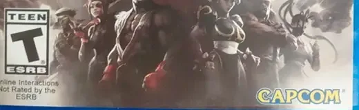 Street Fighter V, the ESRB box on its front