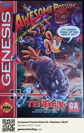 Awesome Possum Kicks Dr. Machino's Butt! Sega Mega Drive / Genesis, NTSC box front