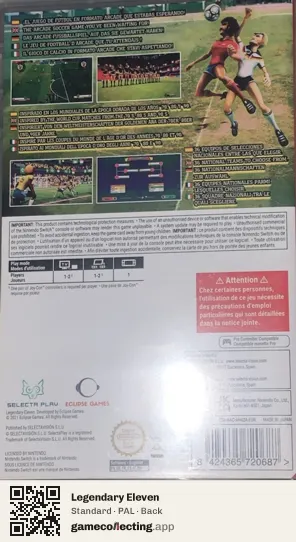 Legendary Eleven Nintendo Switch, PAL box back