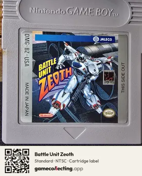 Battle Unit Zeoth Game Boy, NTSC cartridge label