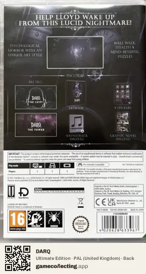 DARQ Nintendo Switch, United Kingdom box back