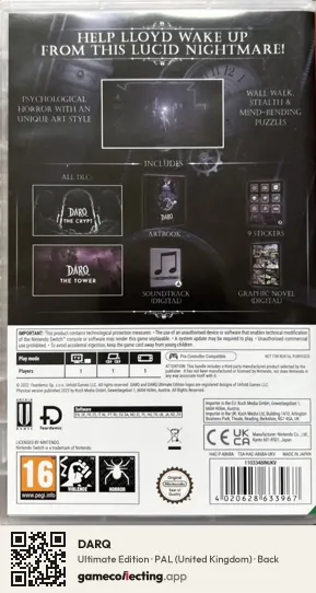DARQ Nintendo Switch, United Kingdom box back