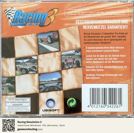 Racing Simulation 3 Computer, Germany box back