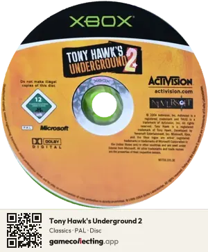 Tony Hawk's Underground 2 Xbox, PAL disc