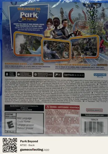 Park Beyond PlayStation 5, NTSC box back