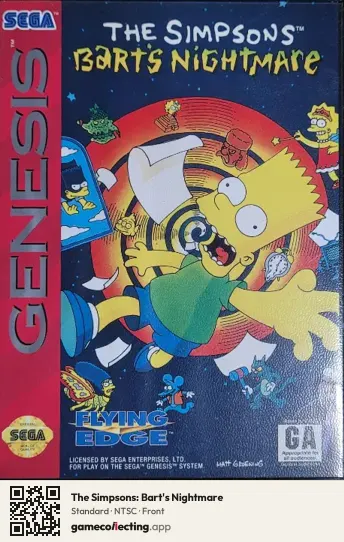 The Simpsons: Bart's Nightmare Sega Mega Drive / Genesis, NTSC box front