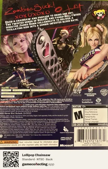 Lollipop Chainsaw Xbox 360, NTSC box back