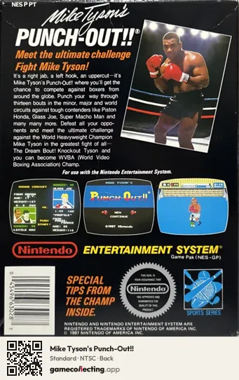 Mike Tyson's Punch-Out!! Nintendo Entertainment System, NTSC box back