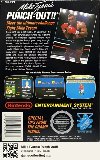 Mike Tyson's Punch-Out!! Nintendo Entertainment System, NTSC box back