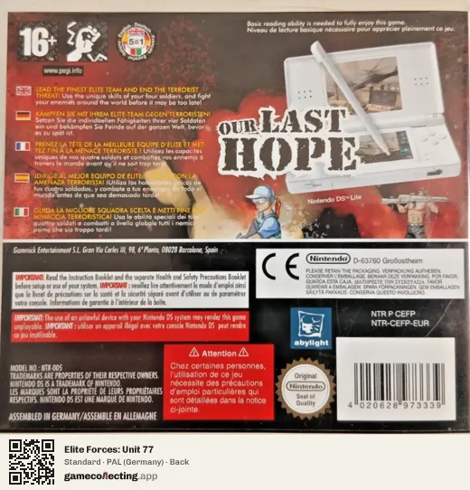 Elite Forces: Unit 77 Nintendo DS, Germany box back