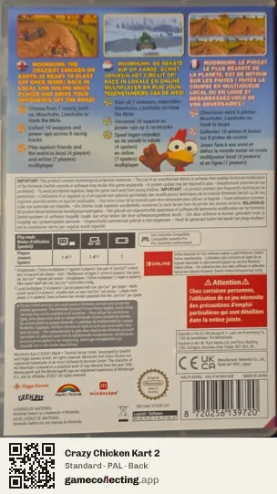 Crazy Chicken Kart 2 Nintendo Switch, PAL box back