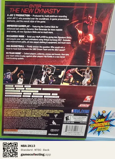 NBA 2K13 Xbox 360, NTSC box back