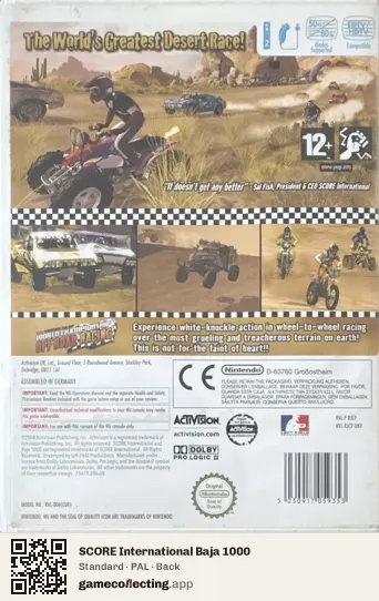 SCORE International Baja 1000 Nintendo Wii, PAL box back