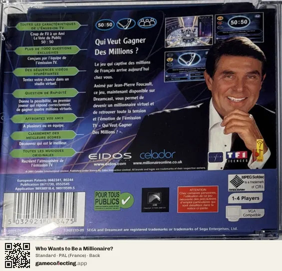 Who Wants to Be a Millionaire? Sega Dreamcast, France box back