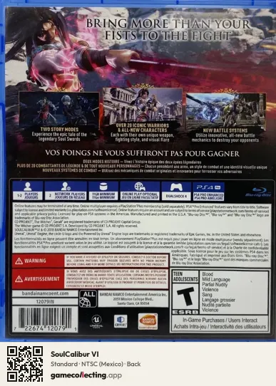 SoulCalibur VI PlayStation 4, Mexico box back