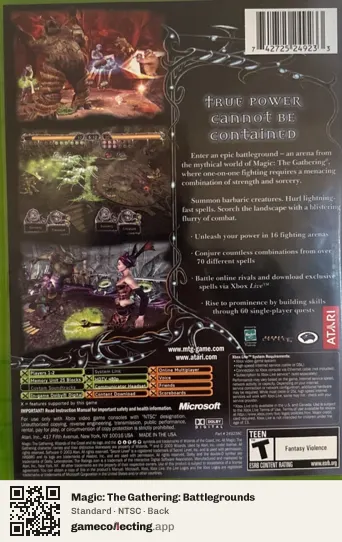 Magic: The Gathering: Battlegrounds Xbox, NTSC box back