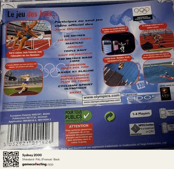 Sydney 2000 Sega Dreamcast, France box back