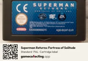 Superman Returns: Fortress of Solitude Game Boy Advance, PAL cartridge label