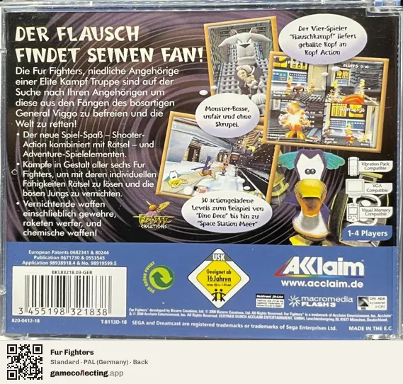 Fur Fighters Sega Dreamcast, Germany box back