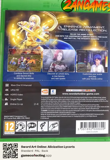 Sword Art Online: Alicization Lycoris Xbox One, PAL box back