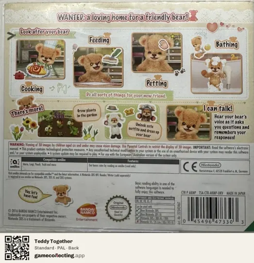 Teddy Together Nintendo 3DS, PAL box back