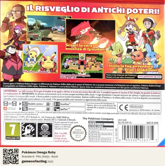 Pokémon Omega Ruby Nintendo 3DS, Italy box back