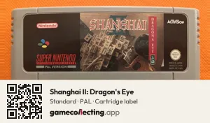 Shanghai II: Dragon's Eye Super Nintendo Entertainment System, PAL cartridge label