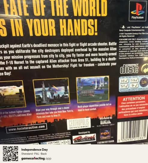 Independence Day PlayStation, PAL box back