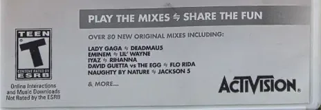 DJ Hero 2, the ESRB box on its front