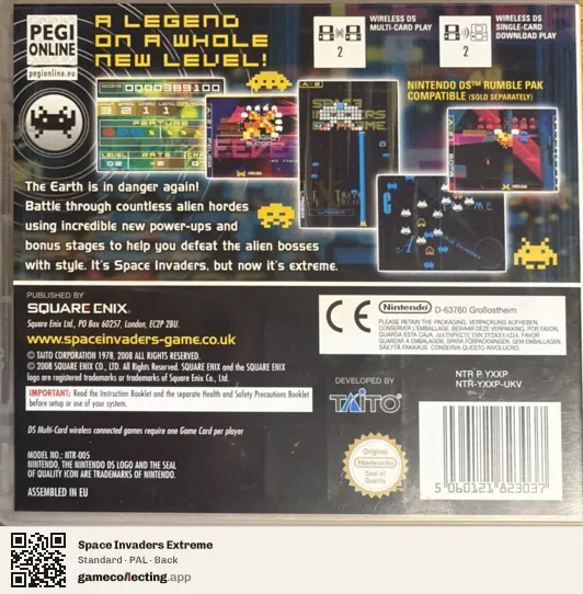 Space Invaders Extreme Nintendo DS, PAL box back