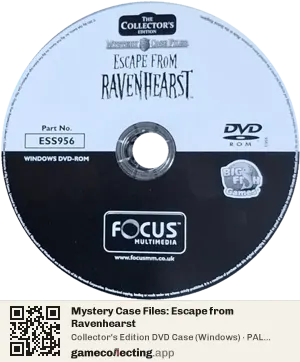 Mystery Case Files: Escape from Ravenhearst Computer, PAL disc