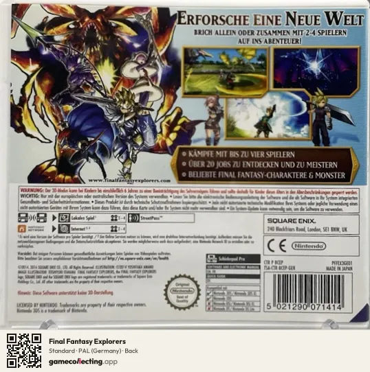 Final Fantasy Explorers Nintendo 3DS, Germany box back