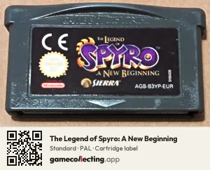 The Legend of Spyro: A New Beginning Game Boy Advance, PAL cartridge label