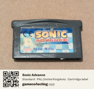 Sonic Advance Game Boy Advance, PAL cartridge label