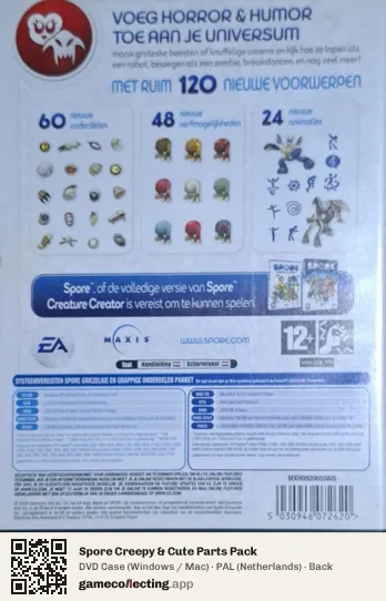 Spore Creepy & Cute Parts Pack Computer, Netherlands box back