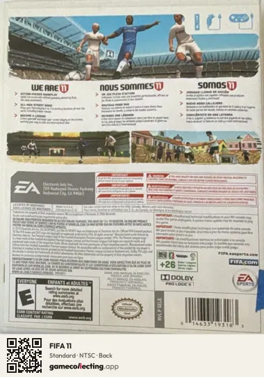 FIFA 11 Nintendo Wii, NTSC box back