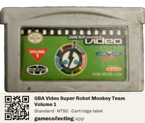 GBA Video Super Robot Monkey Team Volume 1 Game Boy Advance, NTSC cartridge label