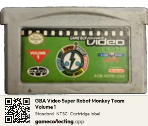 GBA Video Super Robot Monkey Team Volume 1 Game Boy Advance, NTSC cartridge label