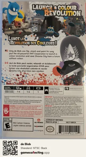 de Blob Nintendo Switch, NTSC box back