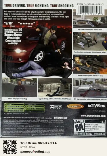 True Crime: Streets of LA Xbox, NTSC box back