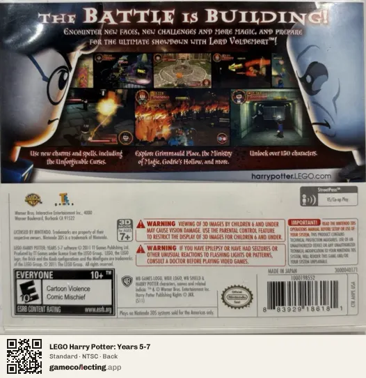 LEGO Harry Potter: Years 5-7 Nintendo 3DS, NTSC box back