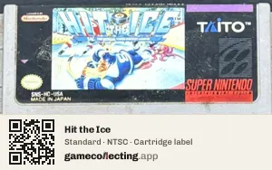 Hit the Ice Super Nintendo Entertainment System, NTSC cartridge label