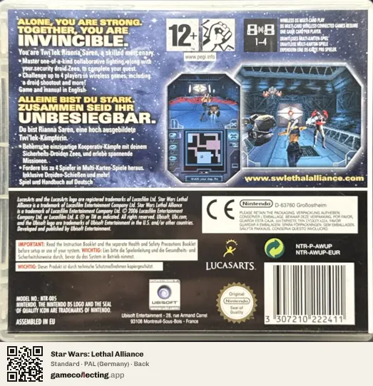 Star Wars: Lethal Alliance Nintendo DS, Germany box back