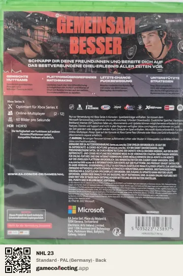 NHL 23 Xbox Series X, Germany box back