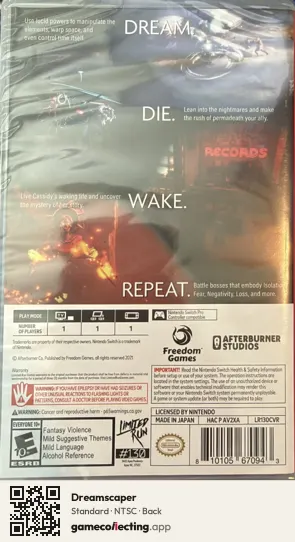 Dreamscaper Nintendo Switch, NTSC box back